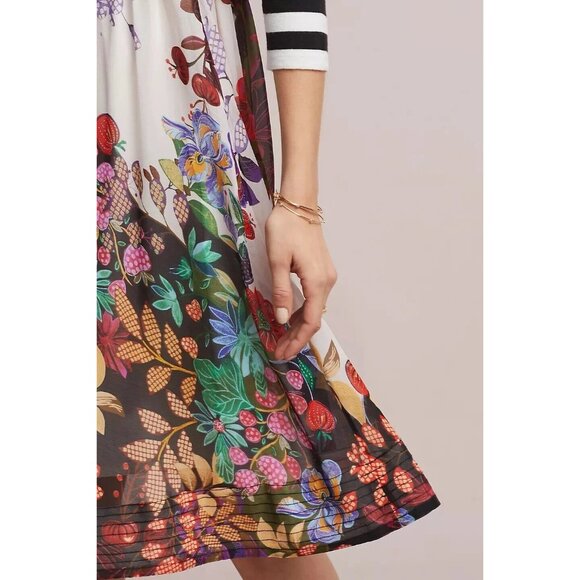 NEW Maeve Anthropologie Black White Floral Crew Neck Osceola Sweater Dress S - Picture 2 of 14